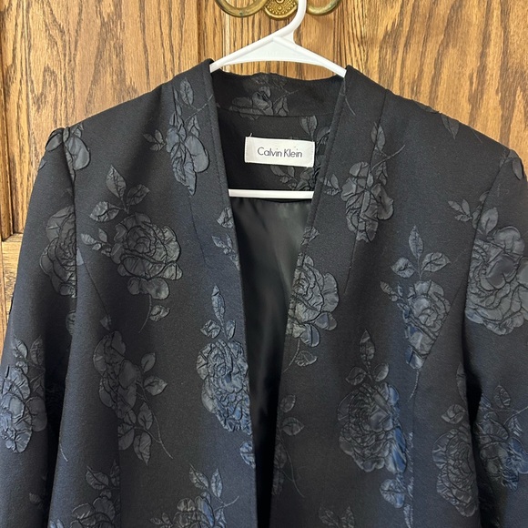 Calvin Klein Black Floral Women's Blazer Jacket Size 10 - Picture 2 of 7